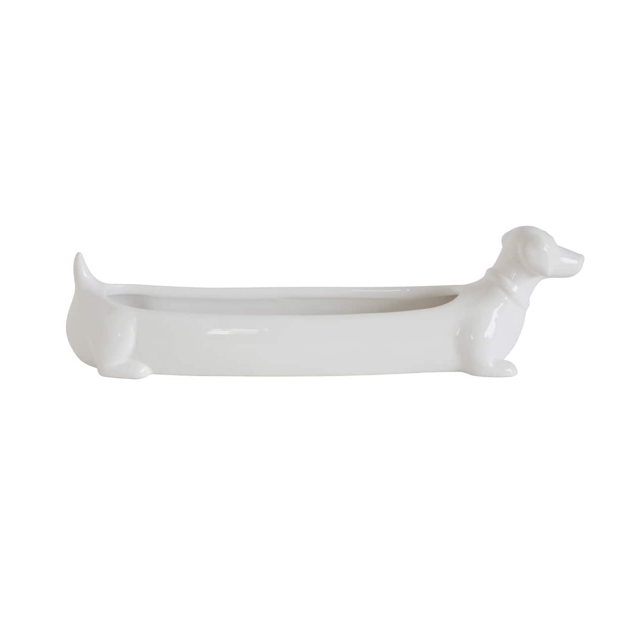 Hello Honey® White Ceramic Dachshund Cracker Dish